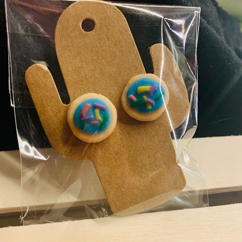 Blue sugar cookie stud earrings